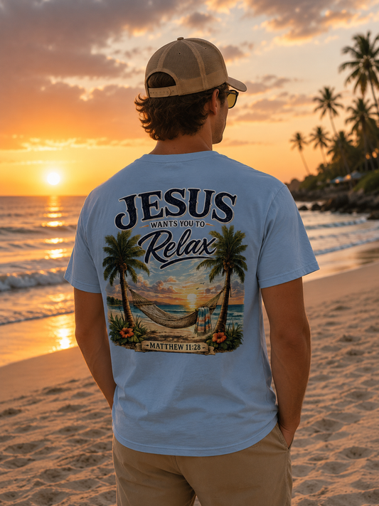 Jesus Wants You to Relax Christian Beach T-Shirt