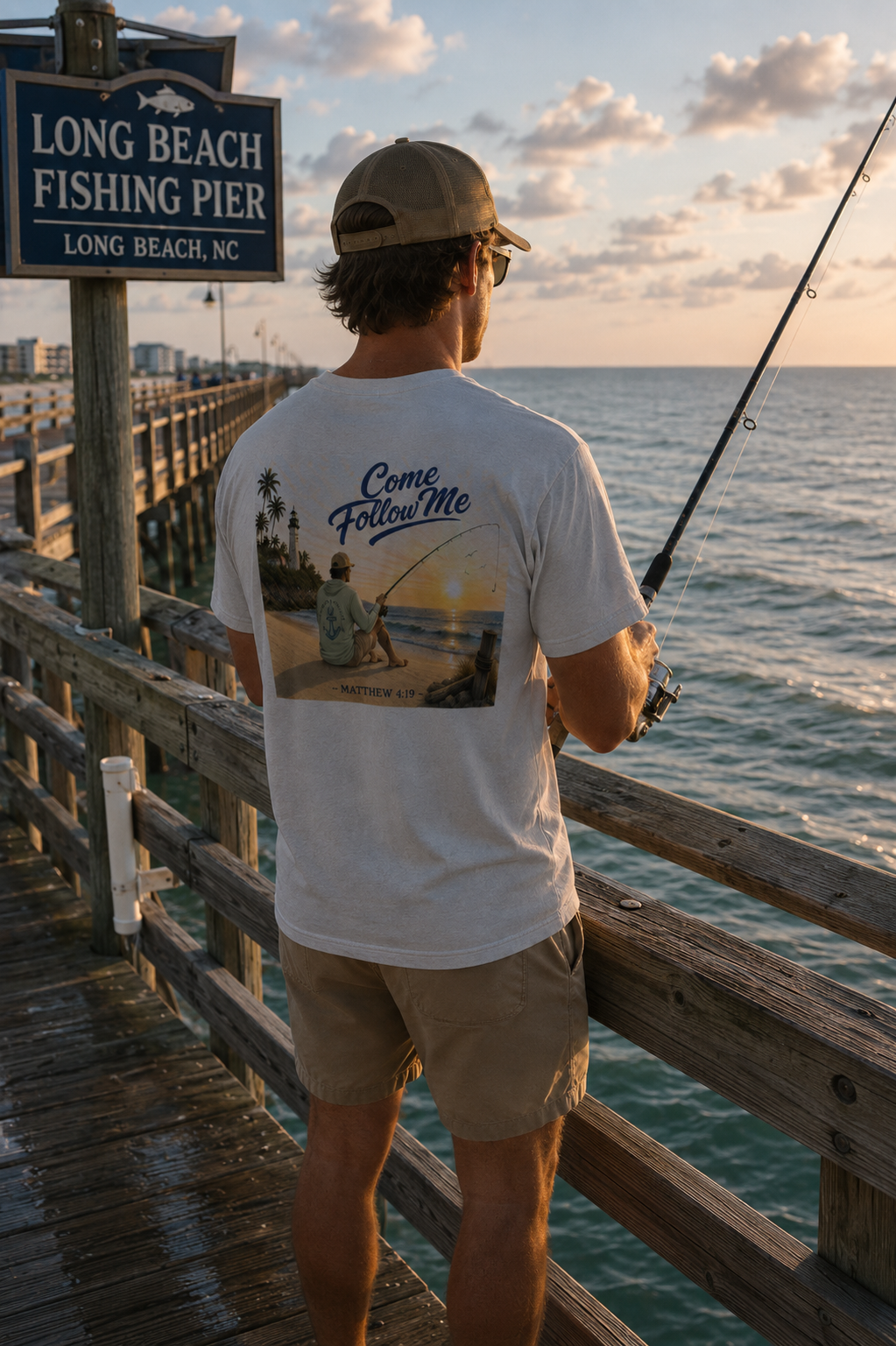 He Calls You to Fish Christian T-Shirt | Matthew 4:19 | Salt & Anchor