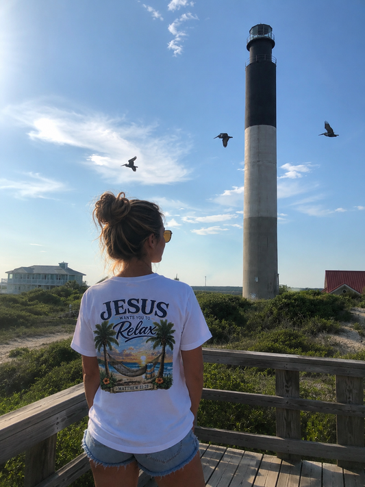 Jesus Wants You to Relax Christian Beach T-Shirt