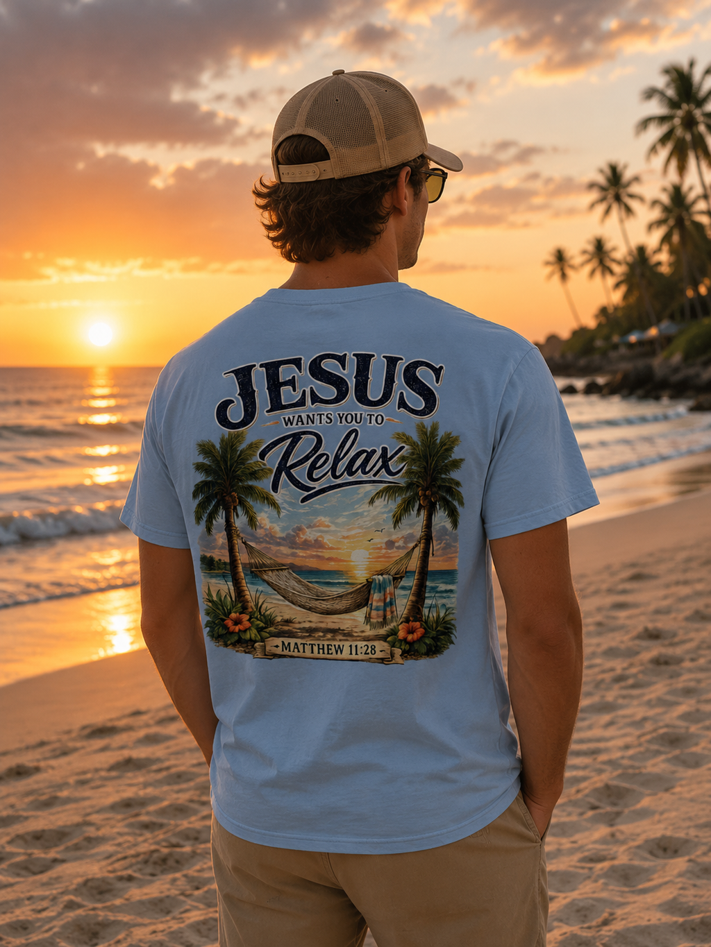 Jesus Wants You to Relax Christian T-Shirt | Matthew 11:28 | Salt & Anchor