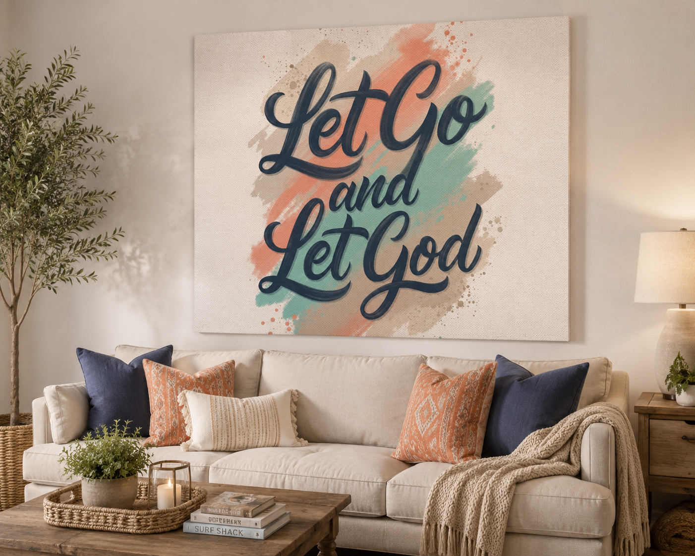 Let Go and Let God Christian Canvas Print | Faith Wall Art | Salt & Anchor