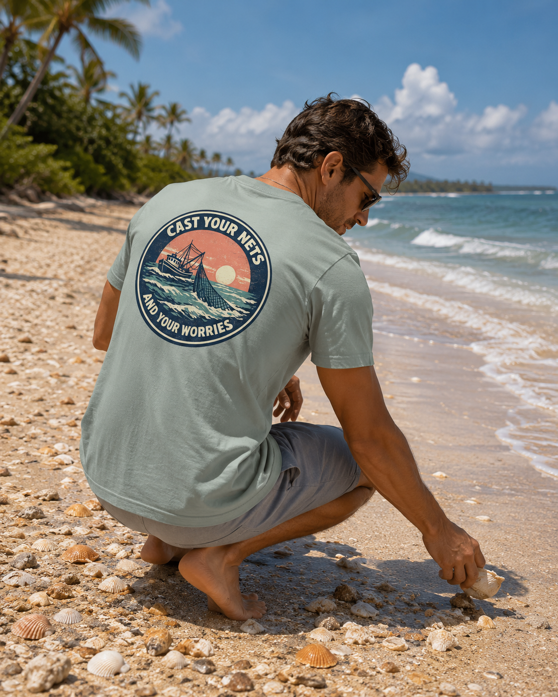 Cast Your Nets and Worries Tee