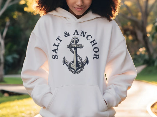 Salt & Anchor Logo Hoodie – Christian Coastal Pullover | Faith Apparel