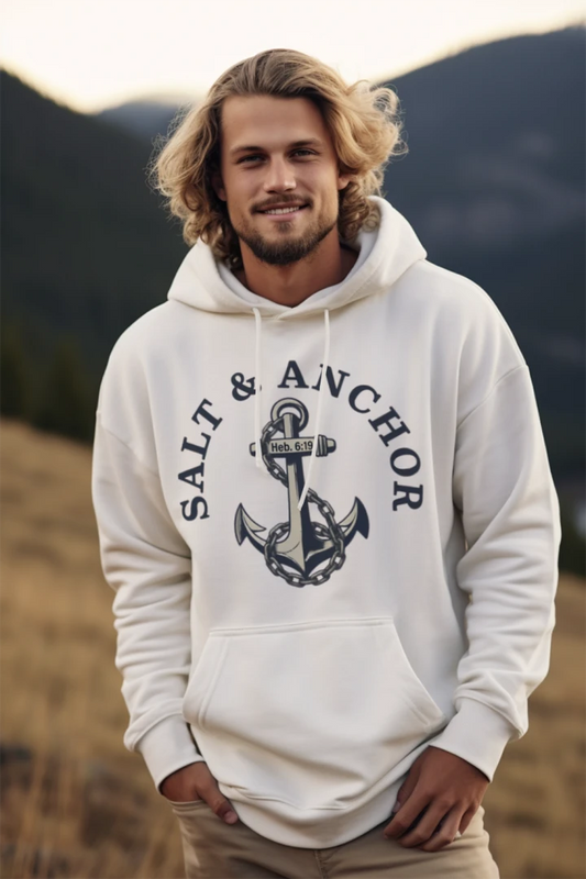 Salt & Anchor Logo Hoodie – Christian Coastal Pullover | Faith Apparel